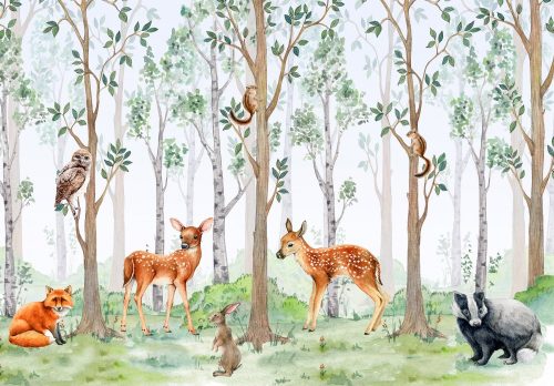 Állatok az erdőben poszter, fotótapéta Vlies (152,5 x 104 cm)