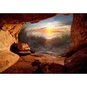 Barlang és tenger naplementében poszter, fotótapéta