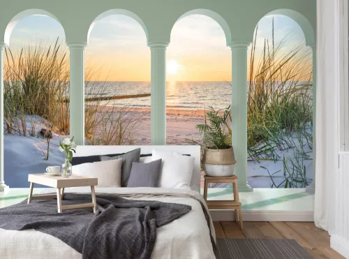 Tengerpart napkeltekor poszter, fotótapéta