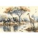 Rajzolt afrikai állatok poszter, fotótapéta, Vlies (104 x 70,5 cm)