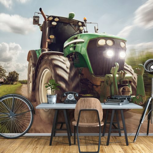 Zöld traktor poszter, fotótapéta, Vlies (104 x 70,5 cm)