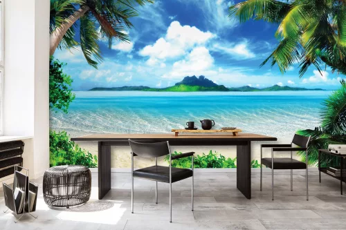 Karib tengerpart pálmafákkal poszter, fotótapéta