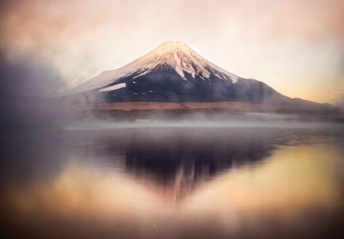 Tükröződés - Fuji hegy poszter, fotótapéta Vlies (208 x 146 cm)