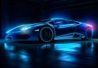 Kék neon Lamboghini poszter, fotótapéta, Vlies (350 x 250 cm)