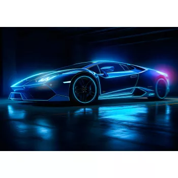 Kék neon Lamboghini poszter, fotótapéta