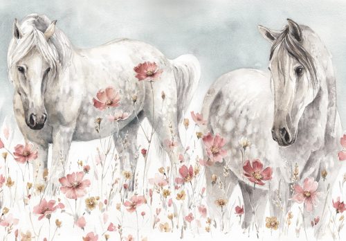 Lovak virágokkal - Wild Horses III, Lisa Audit poszter, fotótapéta Vlies (368 x 254 cm)