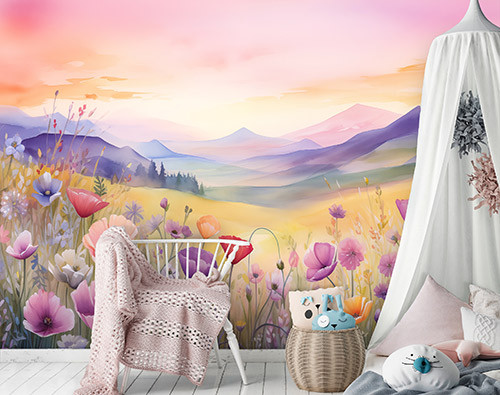 Színes rét poszter, fotótapéta, Vlies (104 x 70,5 cm)