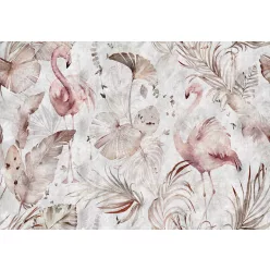 Rajzolt flamingók poszter, fotótapéta (254 x 184 cm)