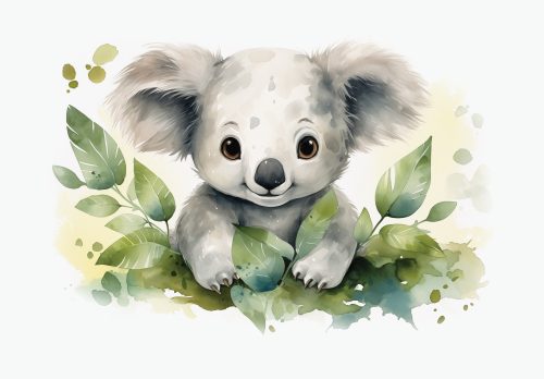 Koala zöld levelek között poszter, fotótapéta, Vlies (100 x 75 cm)