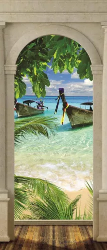 Kilátás a boltíven keresztül öntapadós poszter, fotótapéta (91 x 211 cm)