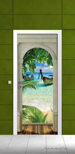 Kilátás a boltíven keresztül öntapadós poszter, fotótapéta (91 x 211 cm)