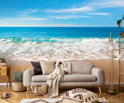 Hullámok a homokos tengerparton poszter, fotótapéta