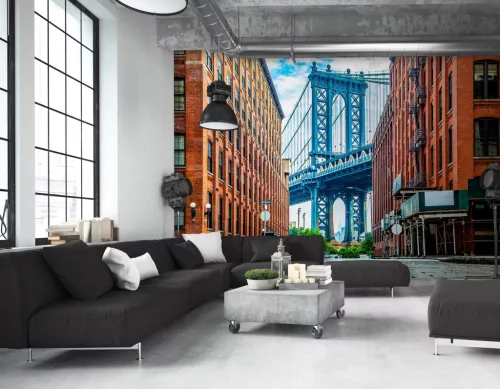Manhattan híd a házak közül poszter, fotótapéta