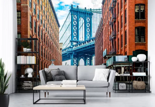 Manhattan híd a házak közül poszter, fotótapéta