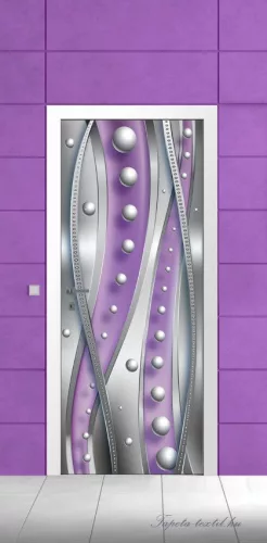 Ezüst gyöngyök lilában poszter, fotótapéta (91 x 211 cm)
