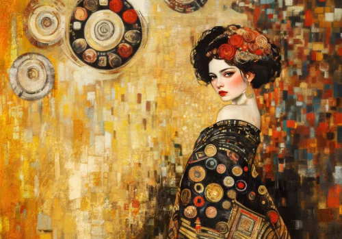 Klimt ihlette női alak poszter, fotótapéta