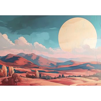   Napos, dombos táj poszter, fotótapéta, Vlies (100 x 75 cm)