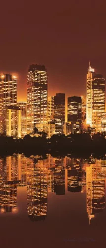 Night City Light poszter, fotótapéta (91 x 211 cm)