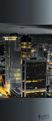 View City Aerial of Frankfurt öntapadós poszter, fotótapéta (91 x 211 cm)