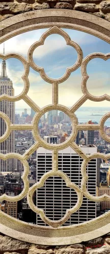 New York ablakból öntapadós poszter, fotótapéta (91 x 211 cm)
