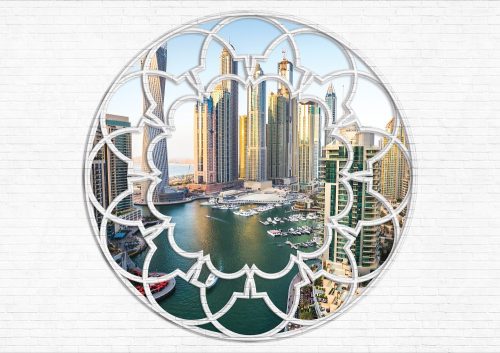 Dubai ablakból poszter, fotótapéta Vlies (312 x 219 cm)