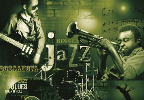 Jazz poszter, fotótapéta, Vlies (416 x 254 cm)