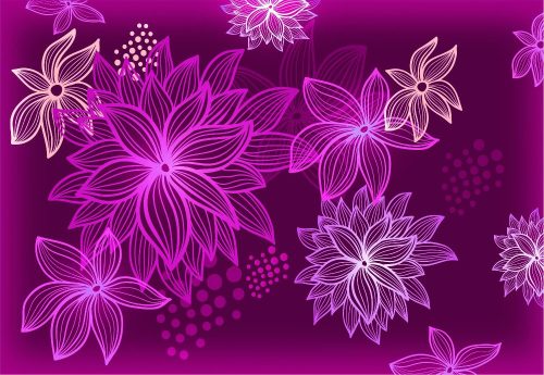 Purple Flowers poszter, fotótapéta Vlies (208 x 146 cm)