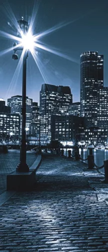 Boston éjszaka poszter, fotótapéta (91 x 211 cm)
