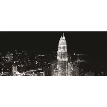   Petronas-ikertorony az éjszakában, Kuala Lumpur poszter, fotótapéta (250 cm x 104 xm)