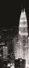 Petronas-ikertorony az éjszakában, Kuala Lumpur poszter, fotótapéta (91 x 211 cm)