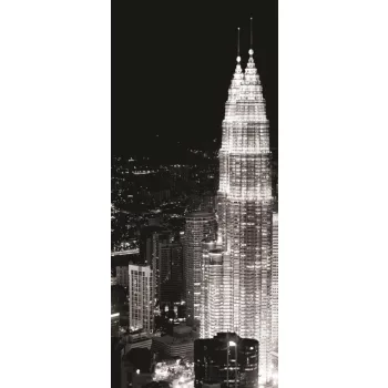   Petronas-ikertorony az éjszakában, Kuala Lumpur poszter, fotótapéta (91 x 211 cm)