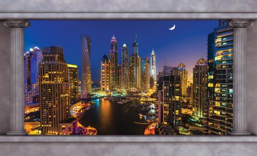Dubai éjszaka poszter, fotótapéta, Vlies (104 x 70,5 cm)