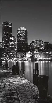 Fekete-fehér Boston városkép poszter, fotótapéta (91 x 211 cm)
