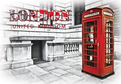 London telefonfülke poszter, fotótapéta Vlies (208 x 146 cm)