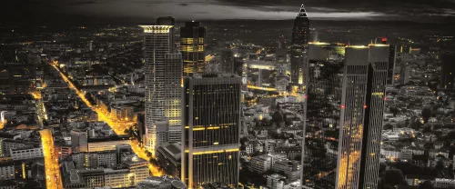 View City Aerial of Frankfurt poszter, fotótapéta (250 x 104 cm)