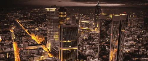 View City Aerial of Frankfurt poszter, fotótapéta (250 x 104 cm)