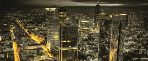 View City Aerial of Frankfurt poszter, fotótapéta (250 x 104 cm)