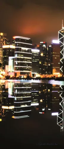 Hongkong éjszaka poszter, fotótapéta (91 x 211 cm)