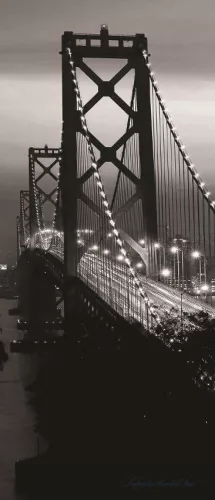 Oakland Bay Bridge éjszaka poszter, fotótapéta (91 x 211 cm)