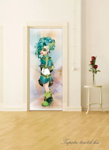 Kék lány poszter, fotótapéta (91 x 211 cm)