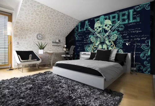 Gitár és koponyák poszter, fotótapéta