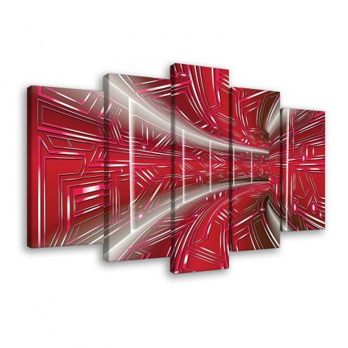 Vászonkép 5 darabos, Piros alagút 100x60 cm méretben