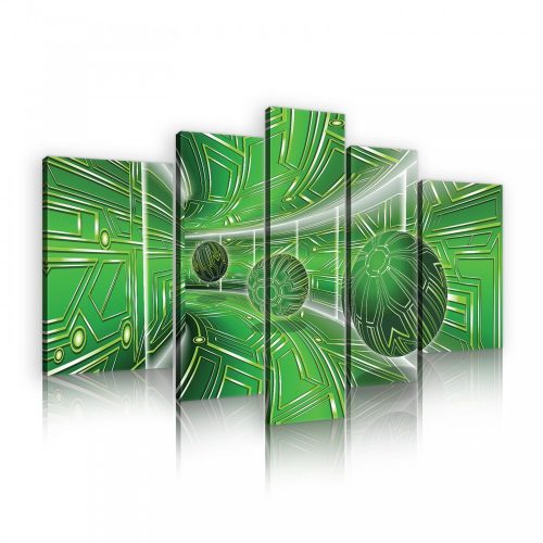 Vászonkép, 5 darabos, Zöld alagút golyókkal 170x100 cm méretben