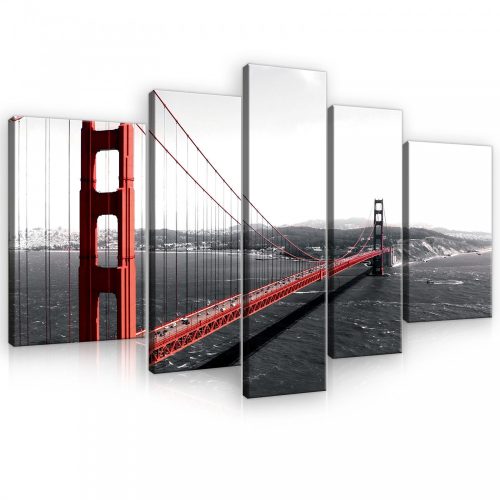 Vászonkép, 5 darabos, Golden Gate 170x100 cm méretben