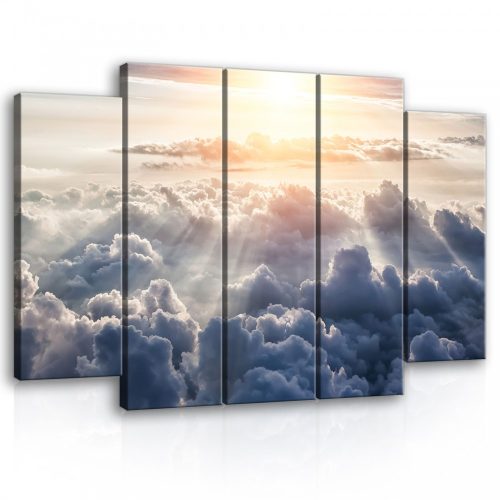 Vászonkép, 5 darabos Napsütés a felhők felett 150x100 cm méretben