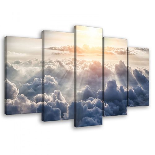 Vászonkép 5 darabos, Napsütés a felhők felett 100x60 cm méretben