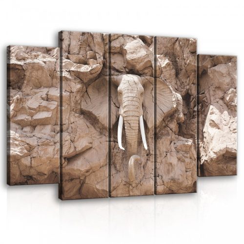 Vászonkép, 5 darabos Kő elefánt 150x100 cm méretben