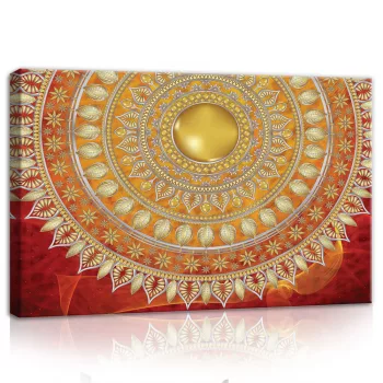   Mandala narancssárga háttérrel, vászonkép, 60x40 cm méretben