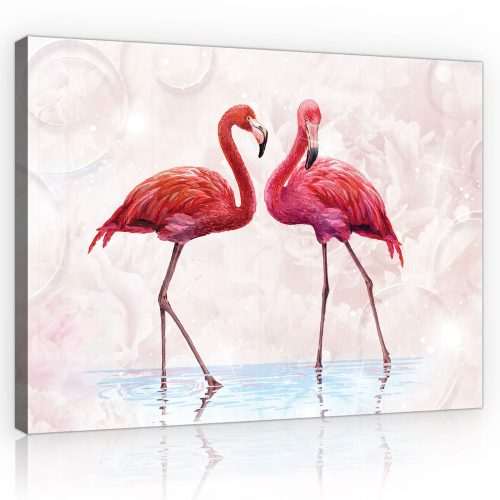 Vászonkép, Flamingók, 100x75 cm méretben