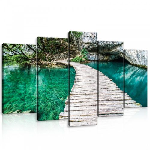 Vászonkép 5 darabos Plitvicei tó 100x60 cm méretben